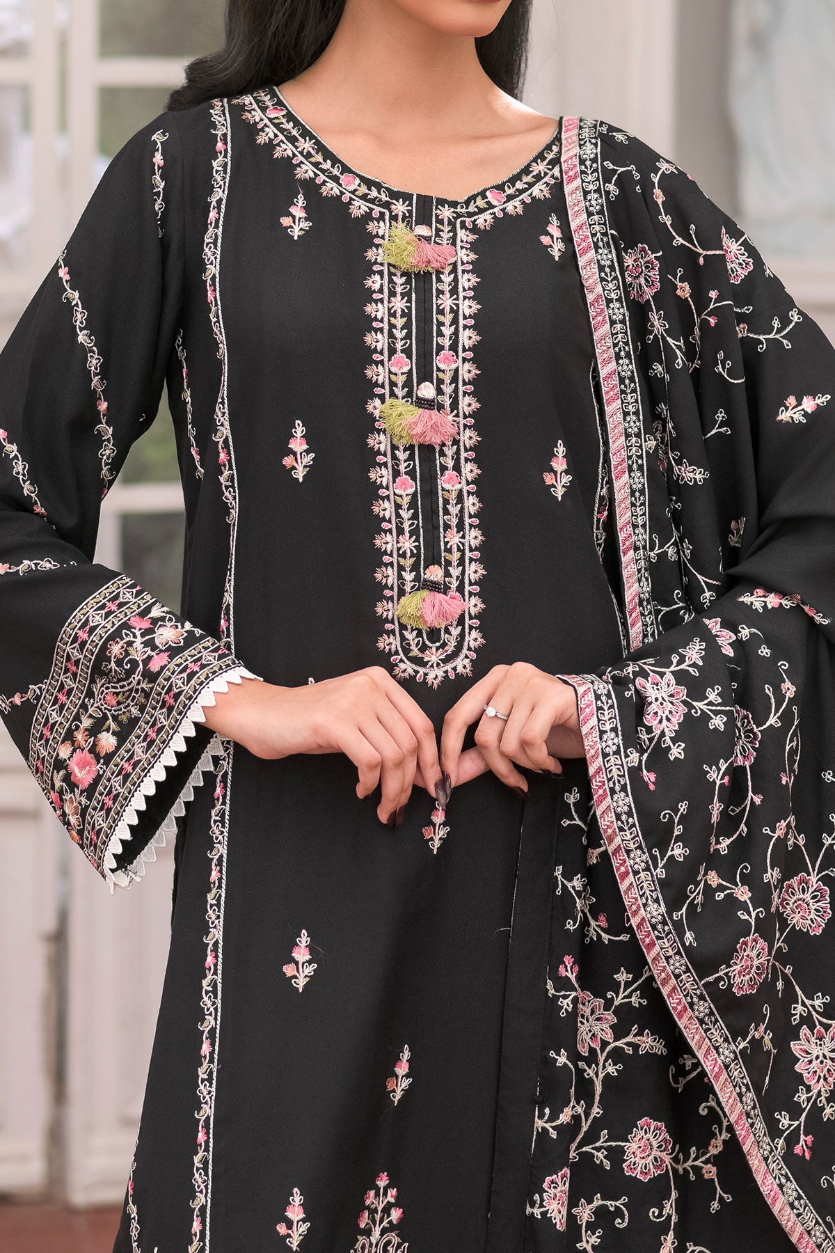 WOMEN'S-3 PIECE EMBROIDERY DHANAK| DH-20