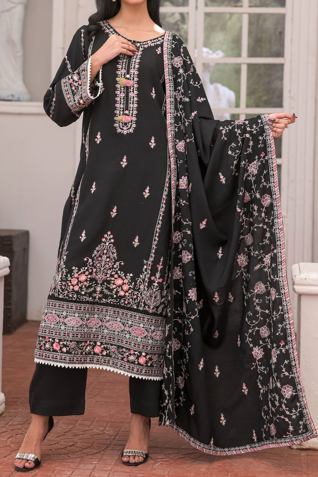 WOMEN'S-3 PIECE EMBROIDERY DHANAK| DH-20