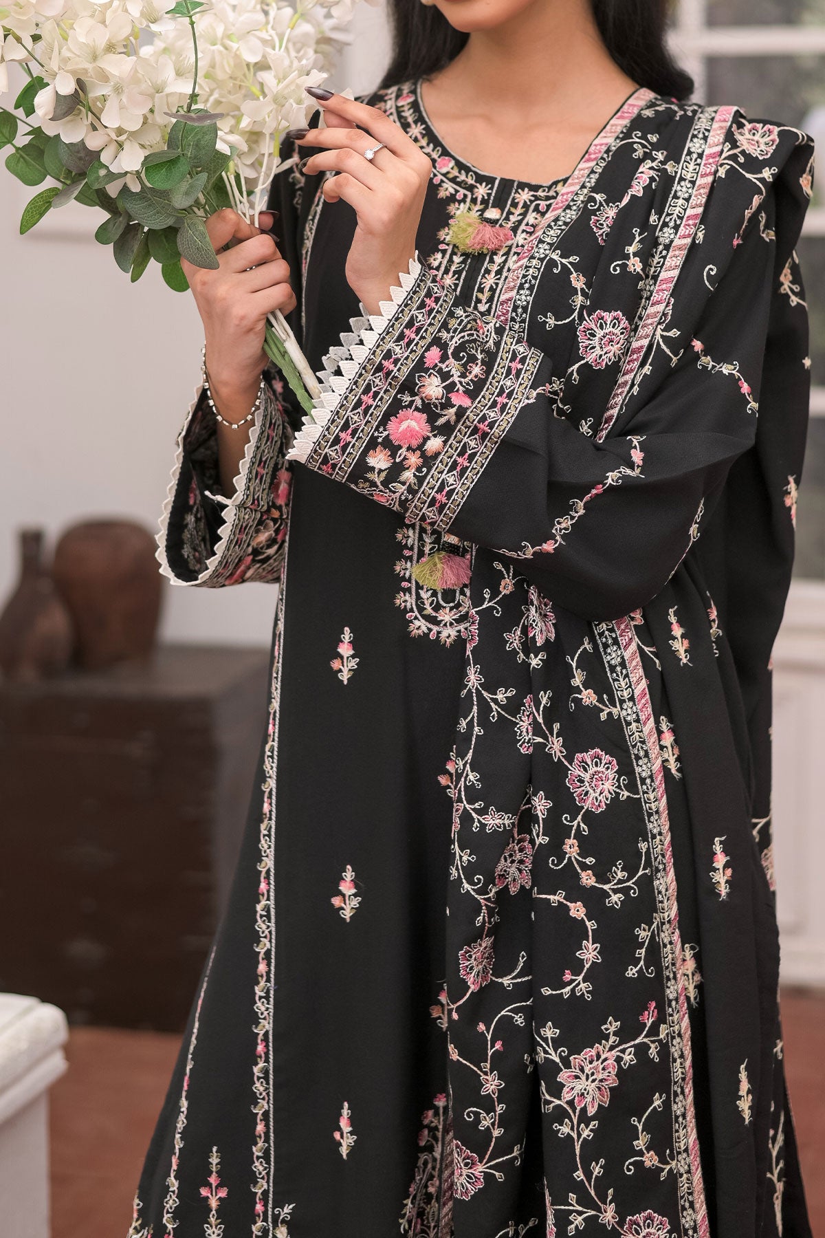 3 PIECE UNSTITCHED EMBROIDERY DHANAK| UN-DH-20