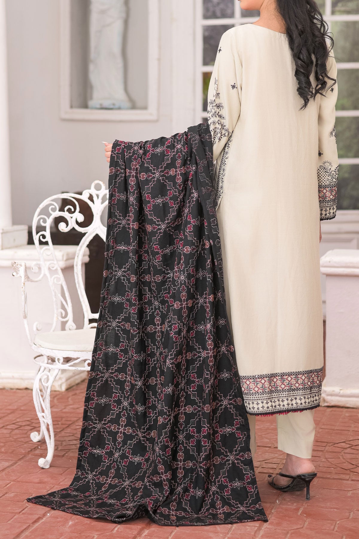 3 PIECE UNSTITCHED EMBROIDERY DHANAK| UN-DH-23