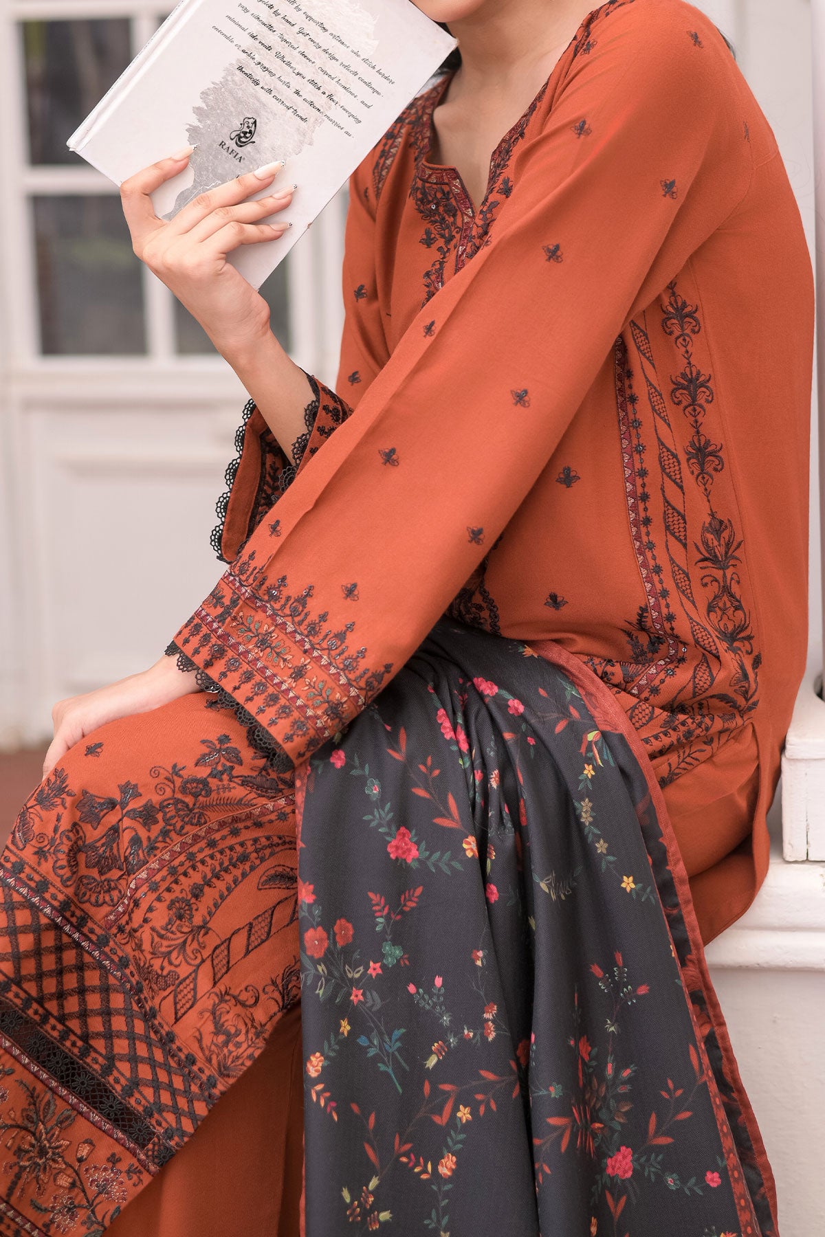 WOMEN'S-3 PIECE EMBROIDERY DHANAK| DH-24