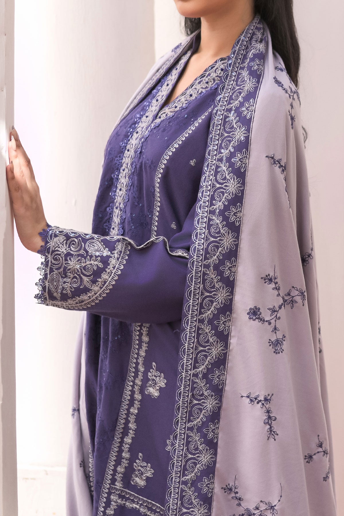 WOMEN'S-3 PIECE EMBROIDERY DHANAK| DH-25