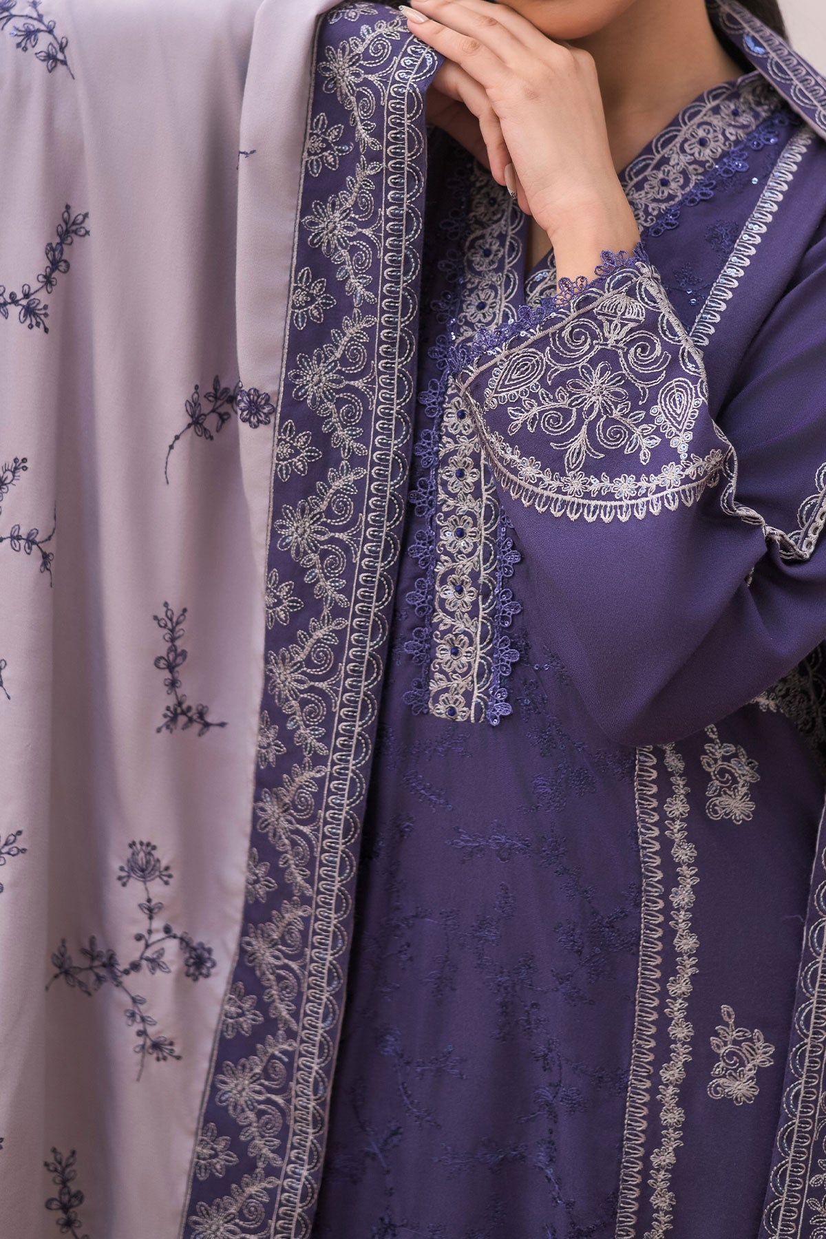 WOMEN'S-3 PIECE EMBROIDERY DHANAK| DH-25