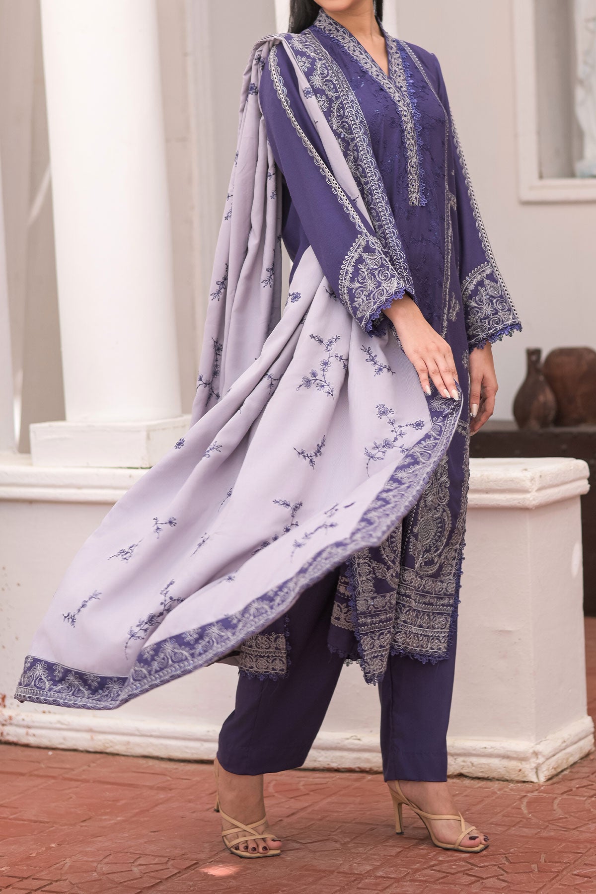 WOMEN'S-3 PIECE EMBROIDERY DHANAK| DH-25