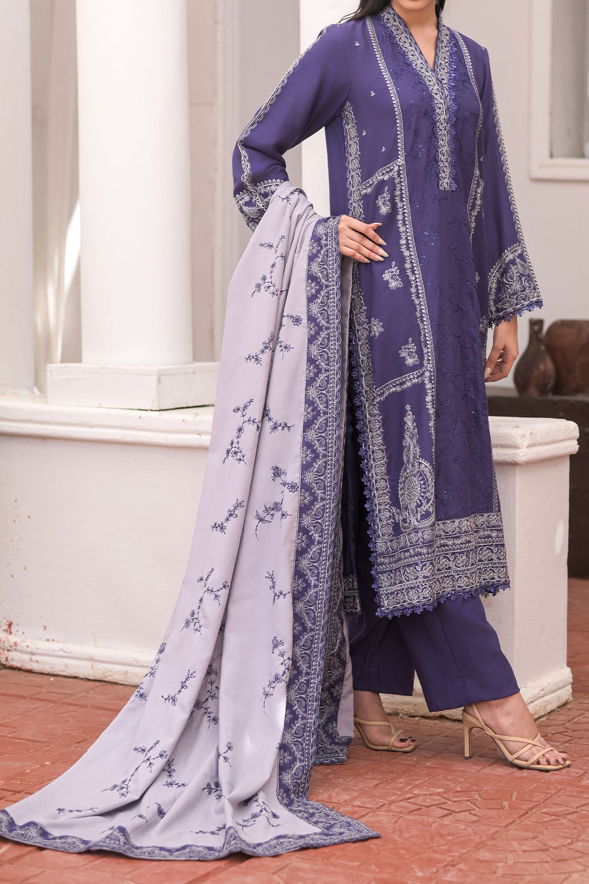 WOMEN'S-3 PIECE EMBROIDERY DHANAK| DH-25