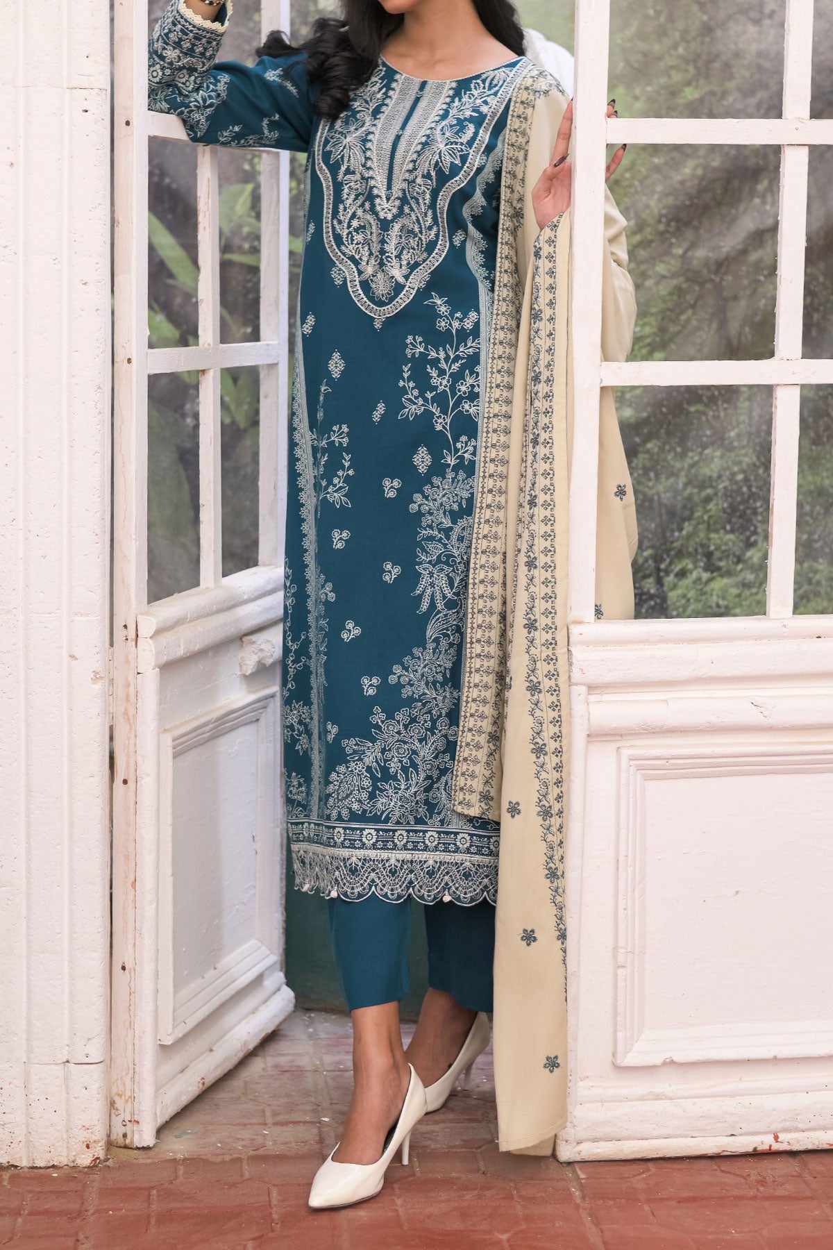 WOMEN'S-3 PIECE EMBROIDERY DHANAK| DH-27