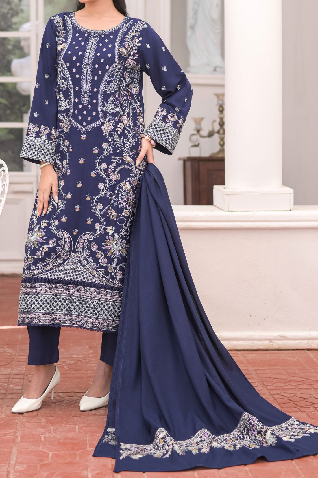 WOMEN'S-3 PIECE EMBROIDERY DHANAK| DH-31