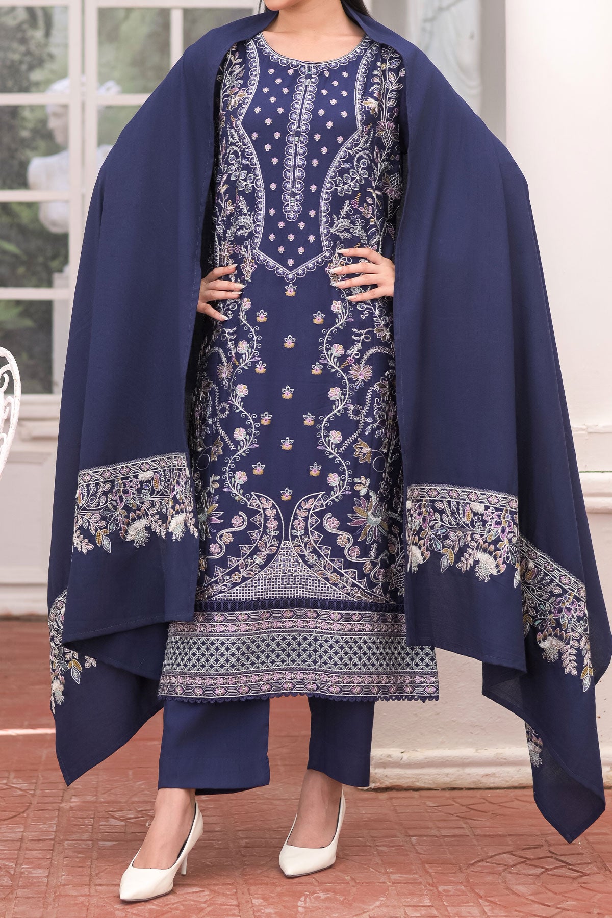 3 PIECE UNSTITCHED EMBROIDERY DHANAK| UN-DH-31