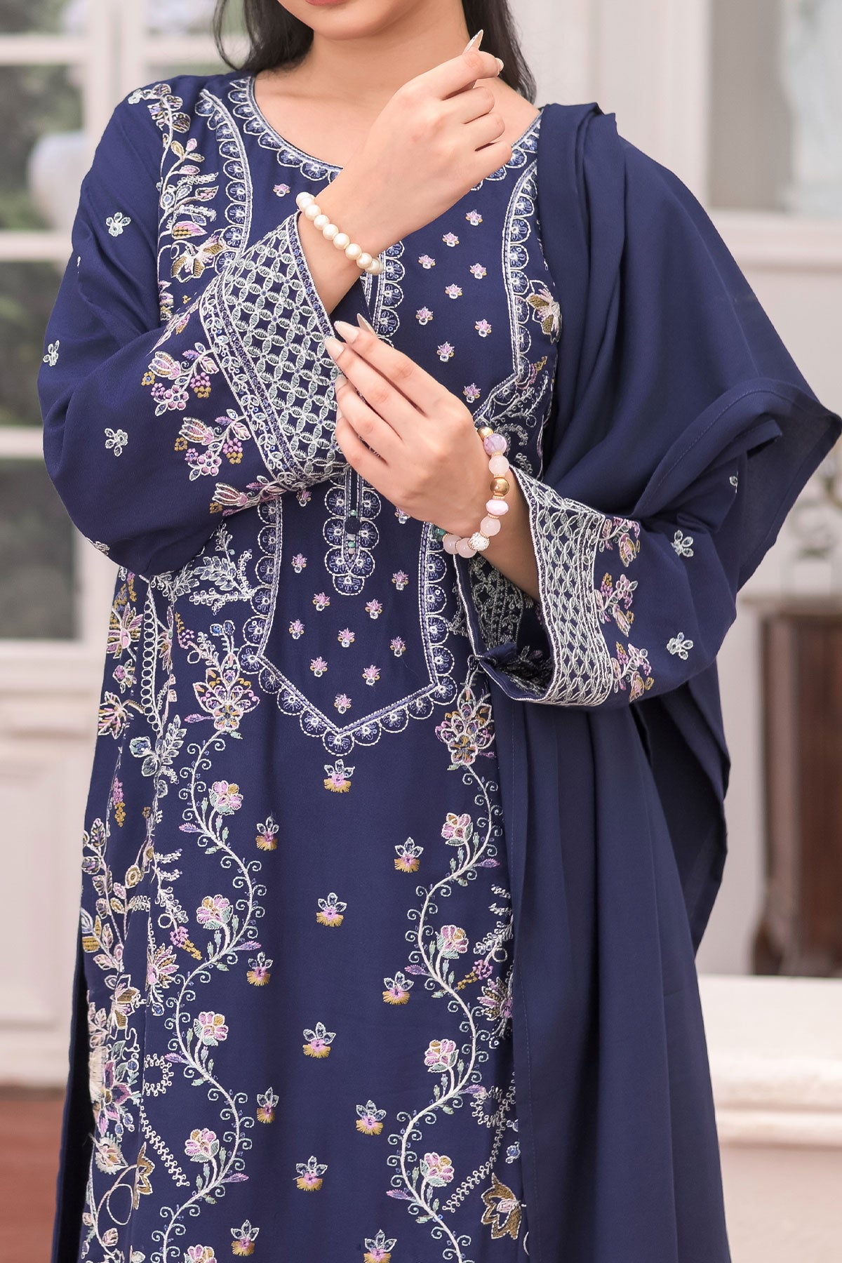 3 PIECE UNSTITCHED EMBROIDERY DHANAK| UN-DH-31