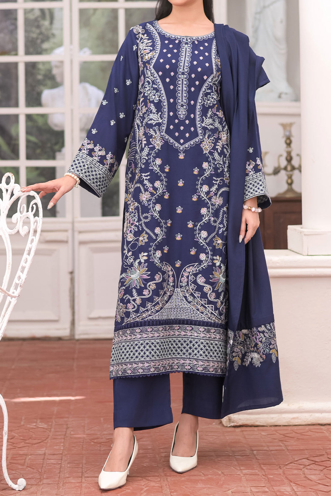 3 PIECE UNSTITCHED EMBROIDERY DHANAK| UN-DH-31