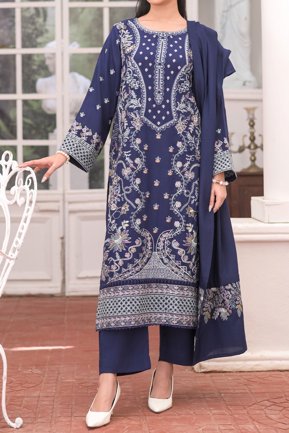 3 PIECE UNSTITCHED EMBROIDERY DHANAK| UN-DH-31