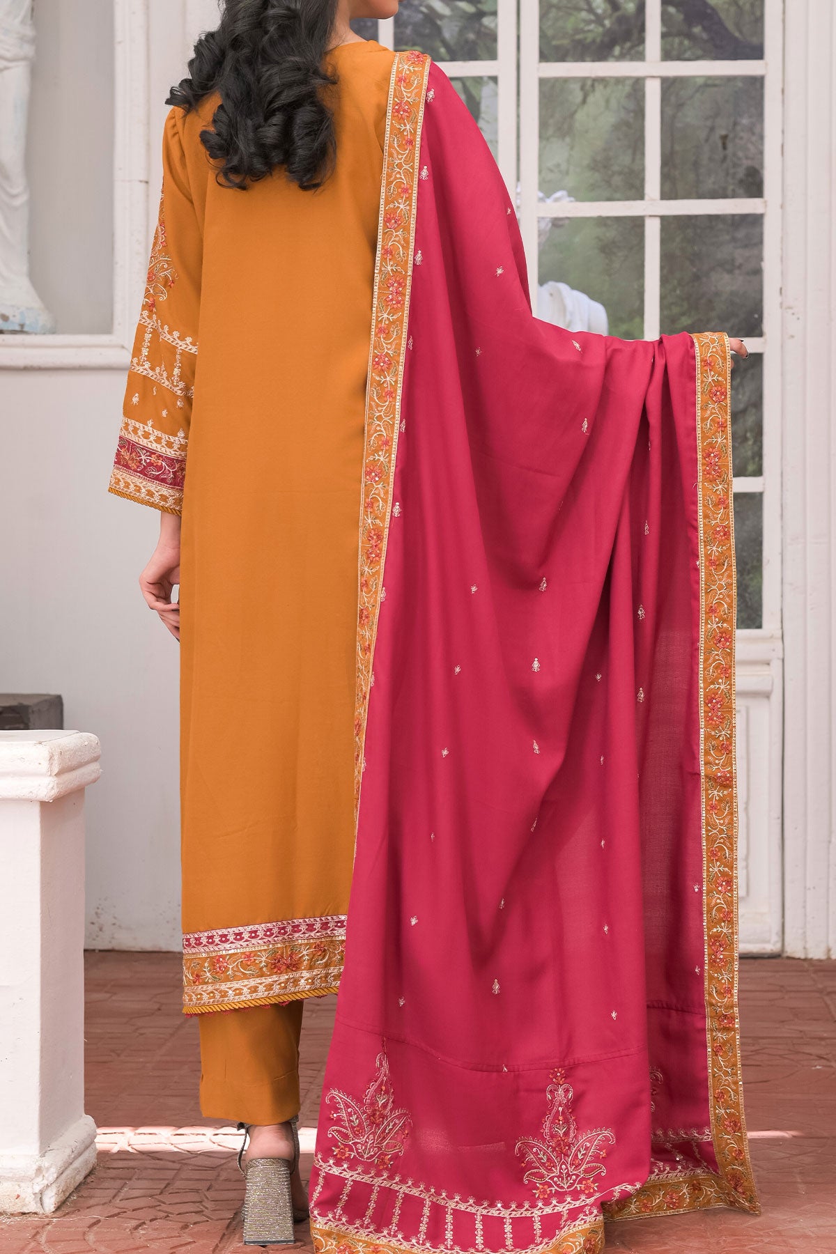 WOMEN'S-3 PIECE EMBROIDERY DHANAK| DH-32