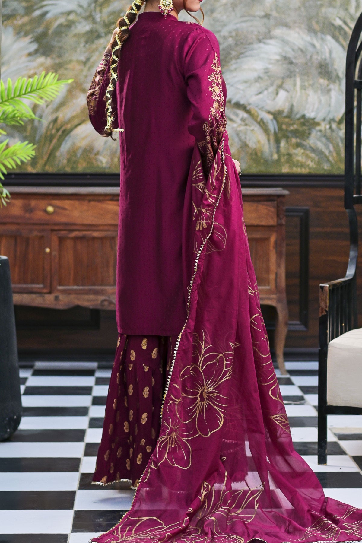 WOMEN'S-3 PIECE EMBROIDERY VISCOSE| DPV-194