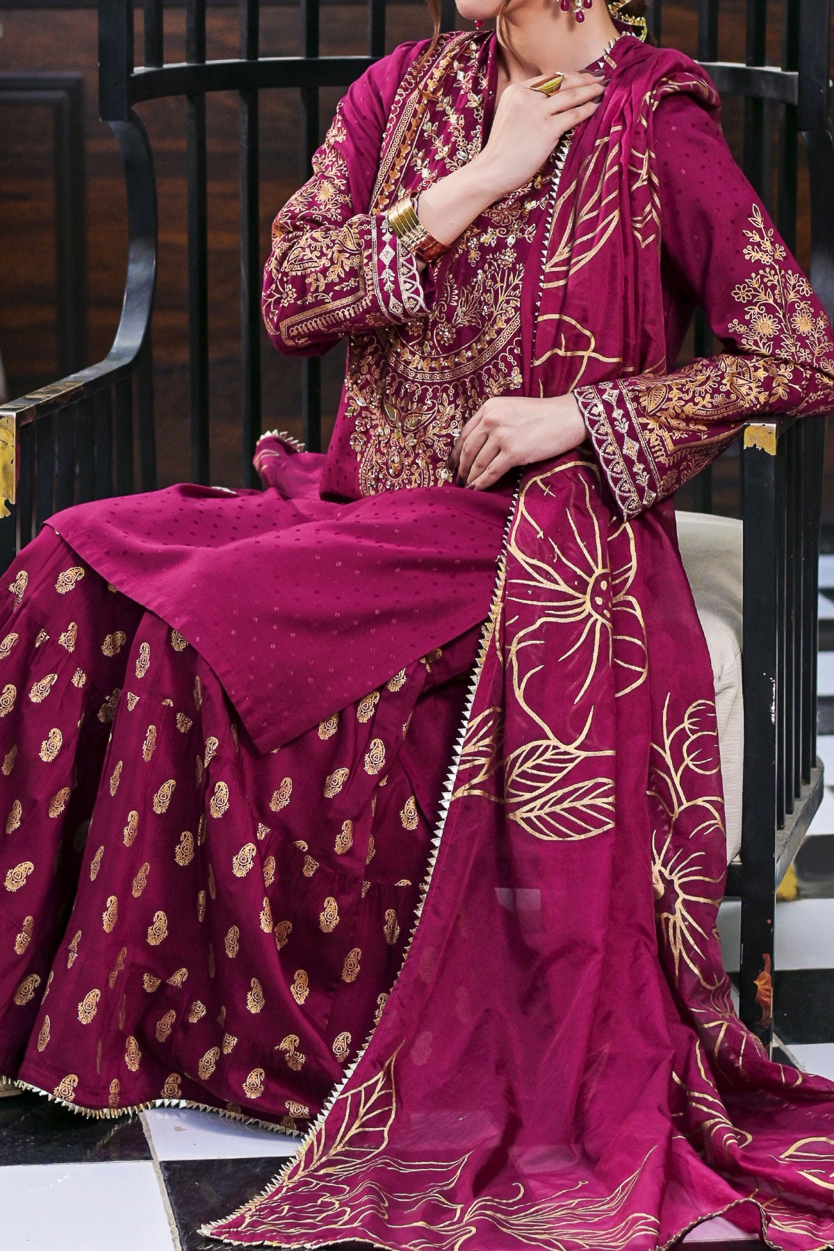 WOMEN'S-3 PIECE EMBROIDERY VISCOSE| DPV-194