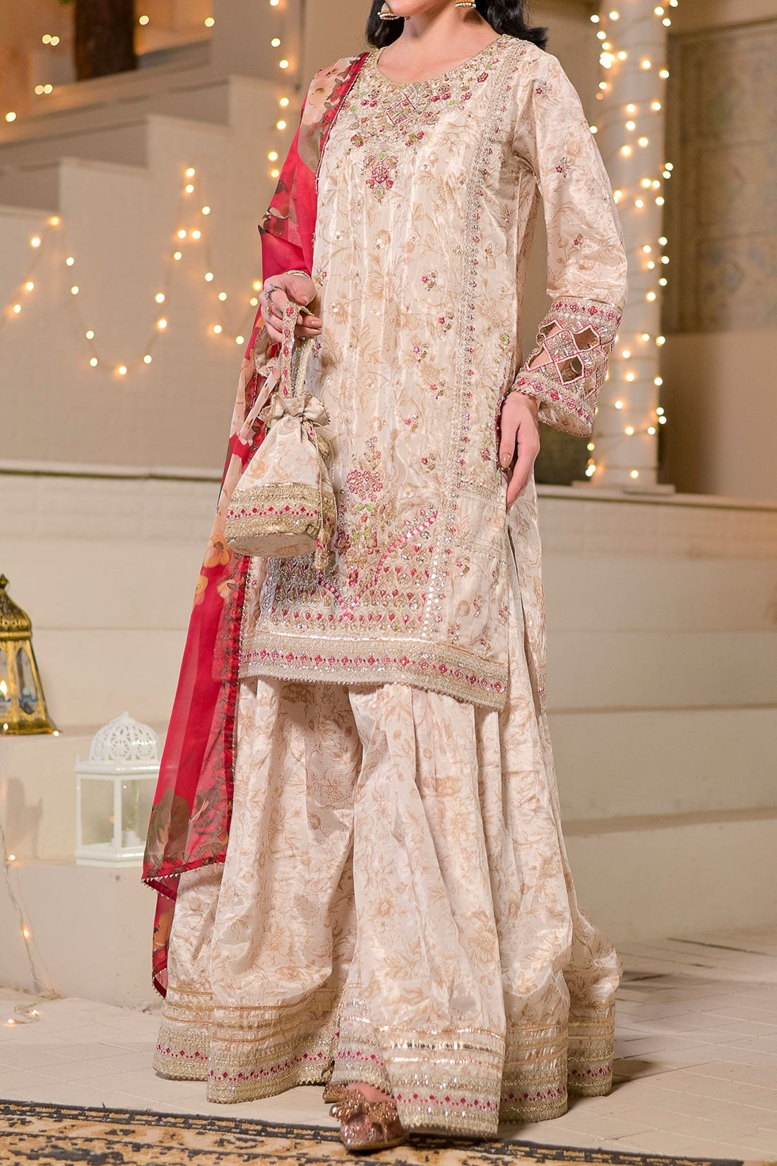 WOMEN'S-3 PIECE  PRINTED RAW SILK | DPV-231