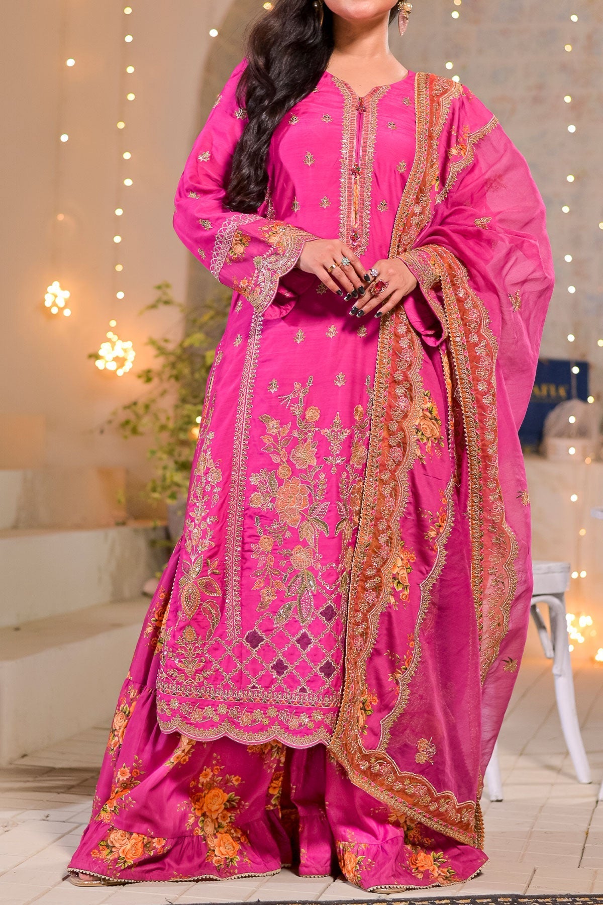 WOMEN'S-3 PIECE  PRINTED RAW SILK | DPV-244