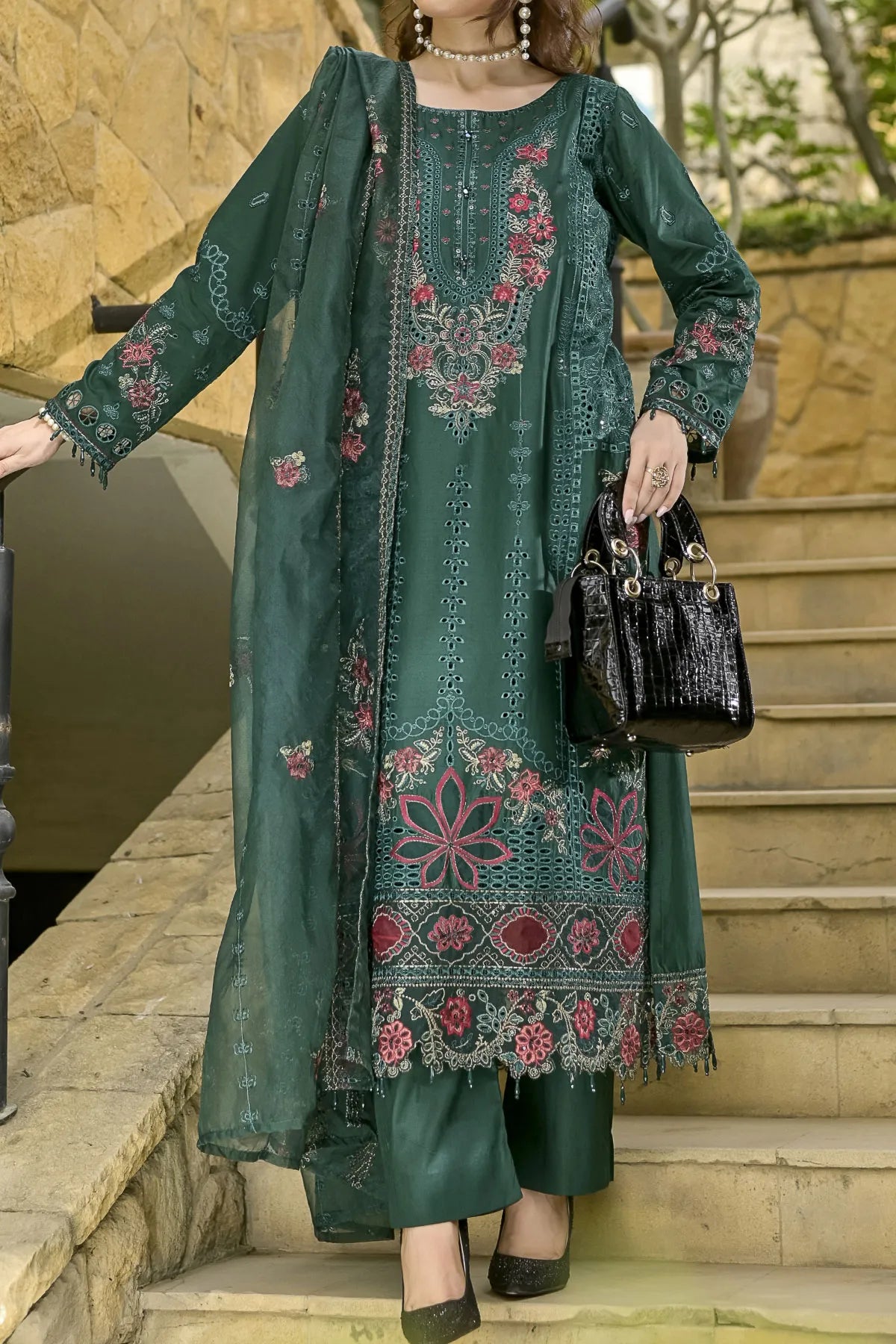WOMEN'S-3 PIECE EMBROIDERY COTTON | CTN-451