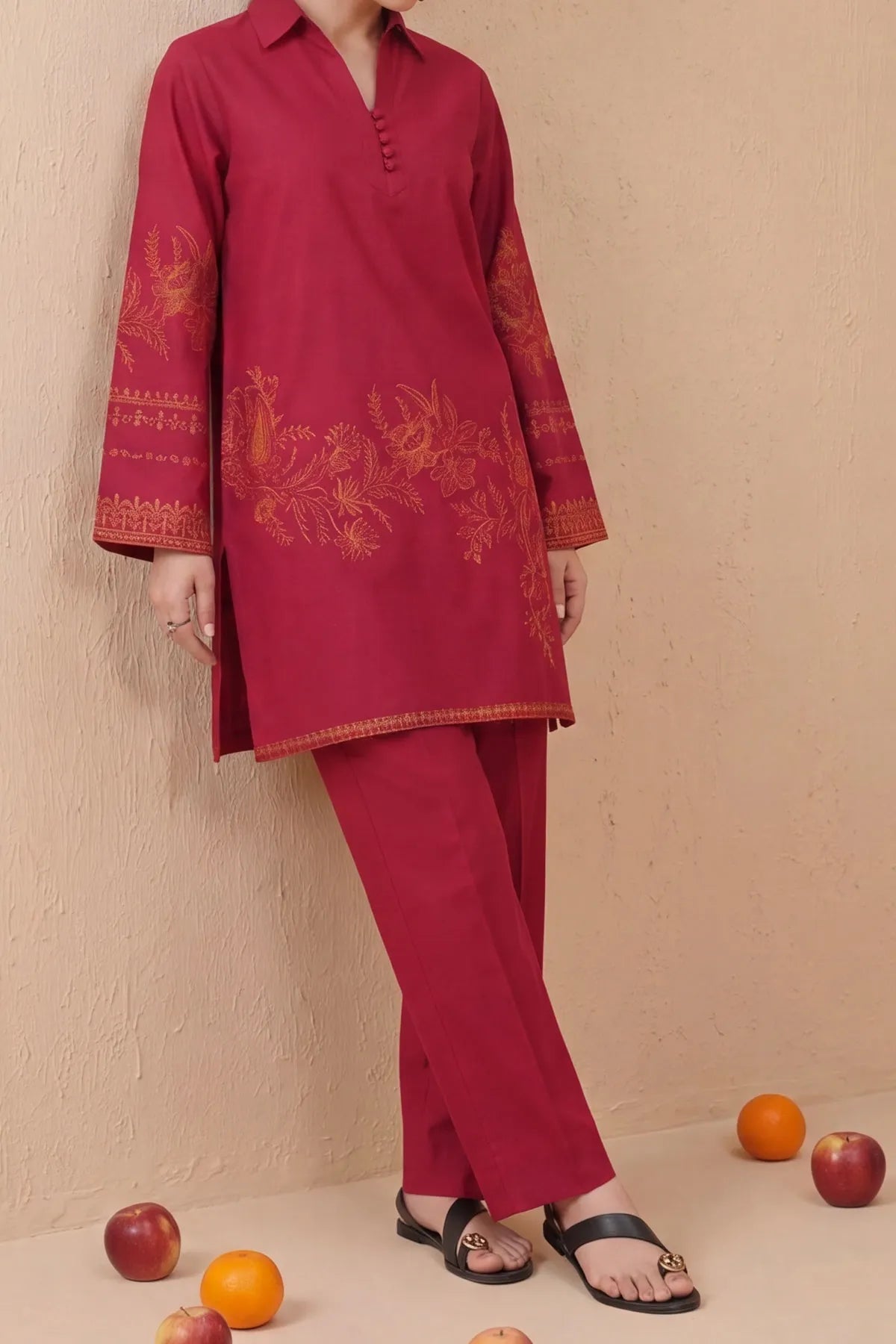 WOMEN'S-2 PIECE EMBROIDERY COTTON | CTN-473