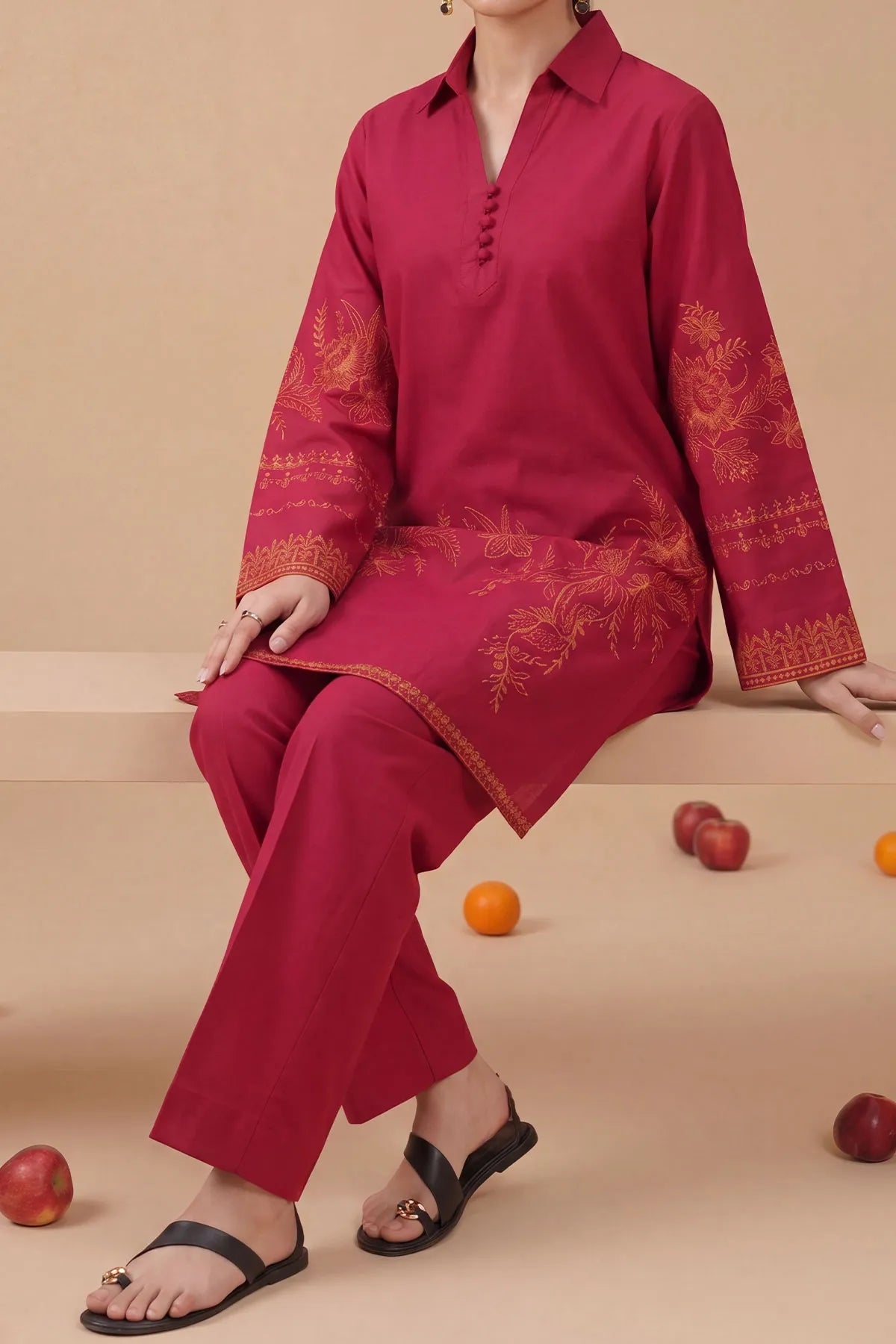 WOMEN'S-2 PIECE EMBROIDERY COTTON | CTN-473