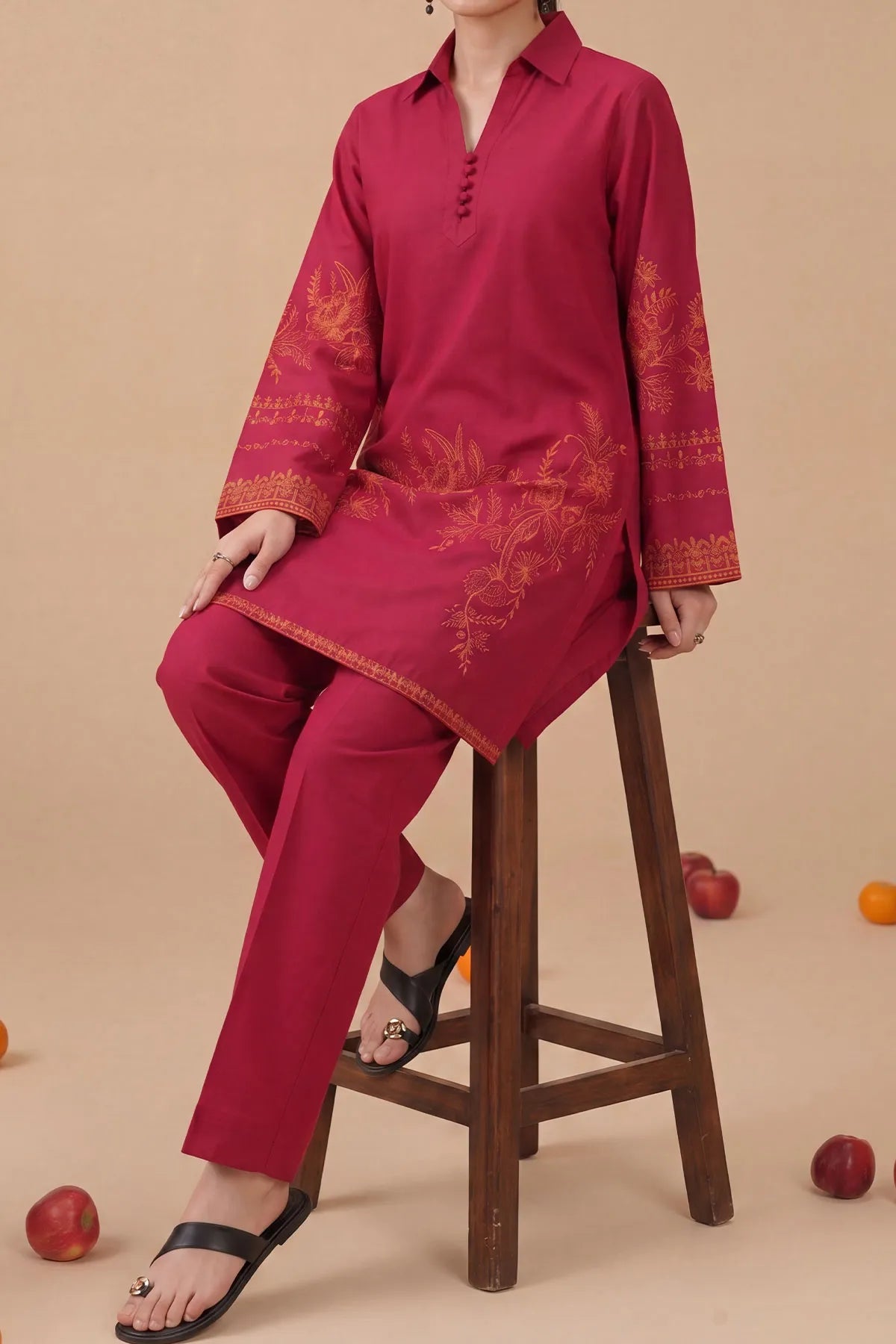 WOMEN'S-2 PIECE EMBROIDERY COTTON | CTN-473