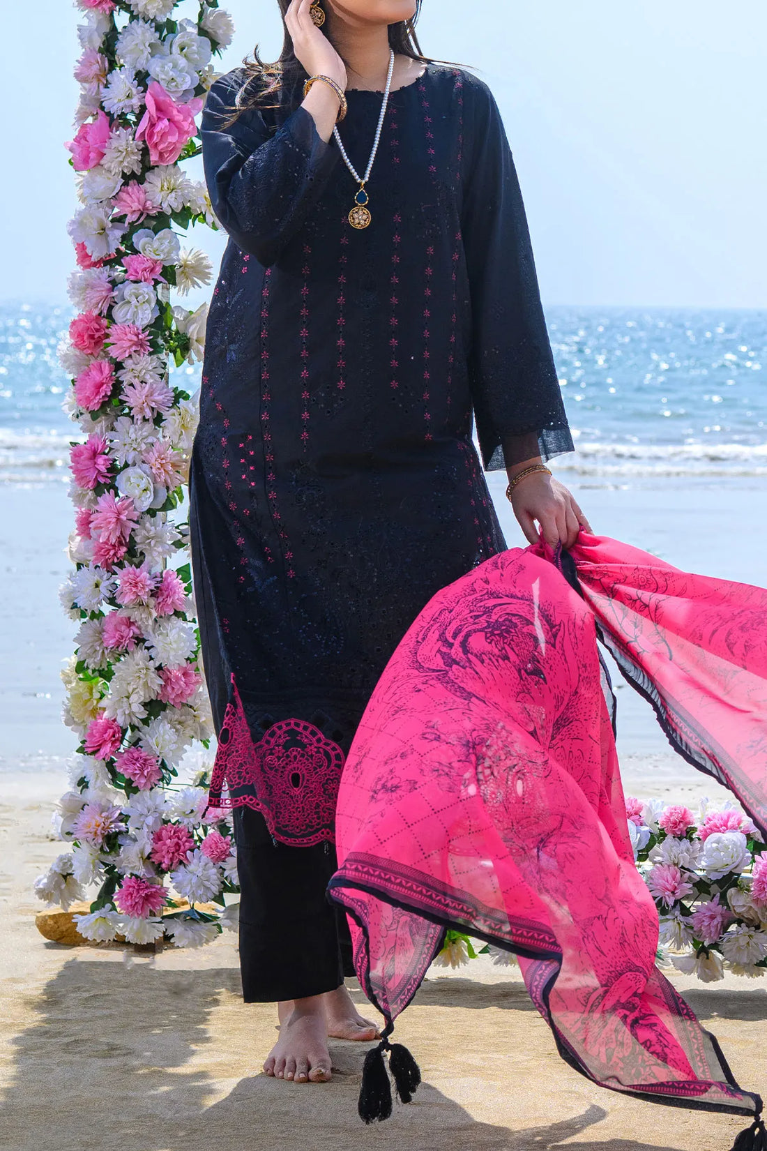 WOMEN'S-3 PIECE EMBROIDERY LAWN | DPC-384
