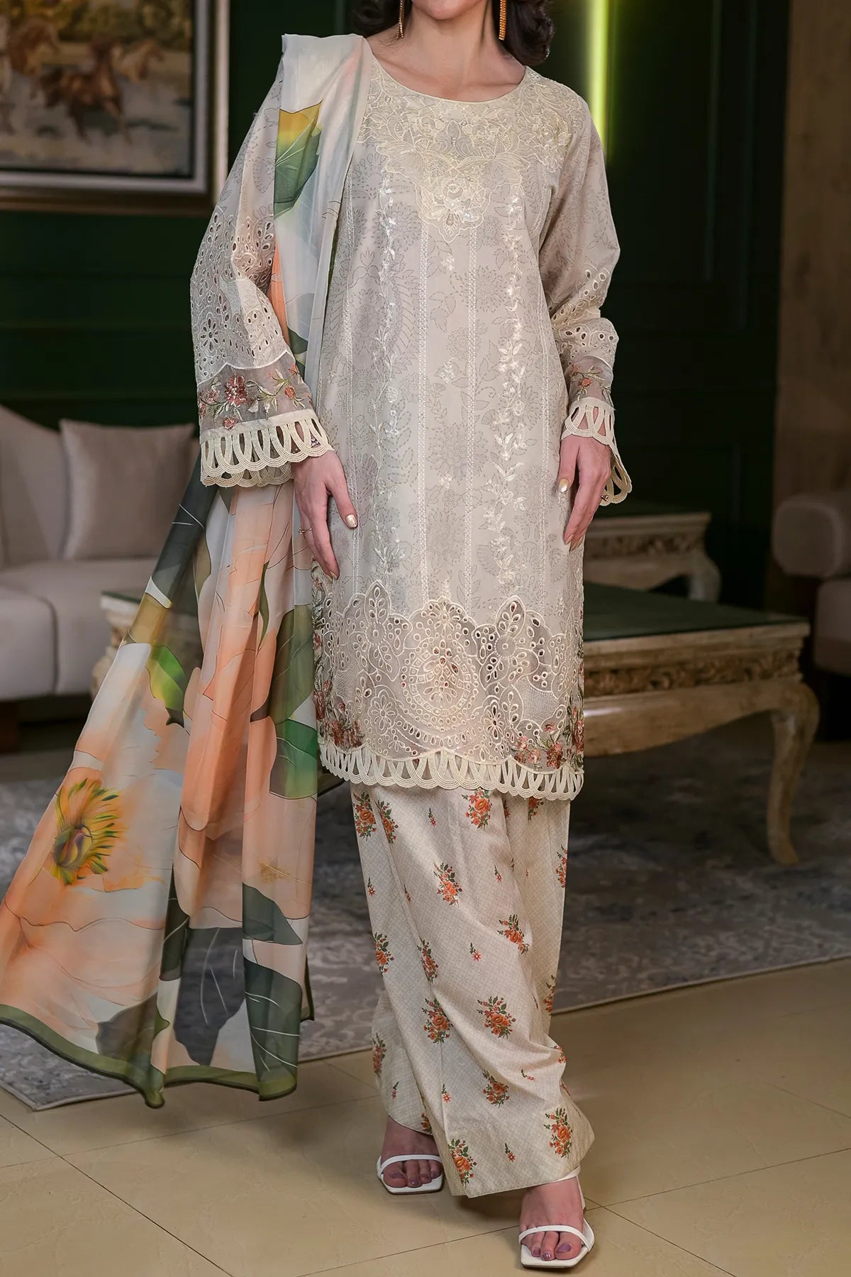 3 PIECE UNSTITCHED LAWN | UN-DPC-428