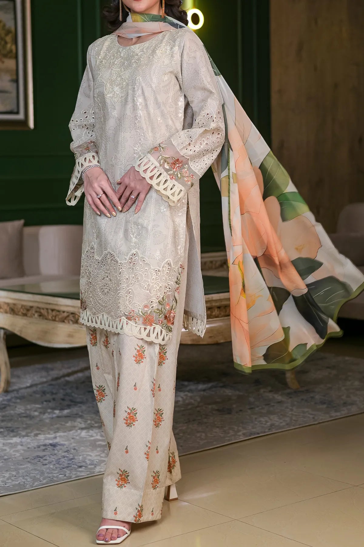 3 PIECE UNSTITCHED LAWN | UN-DPC-428