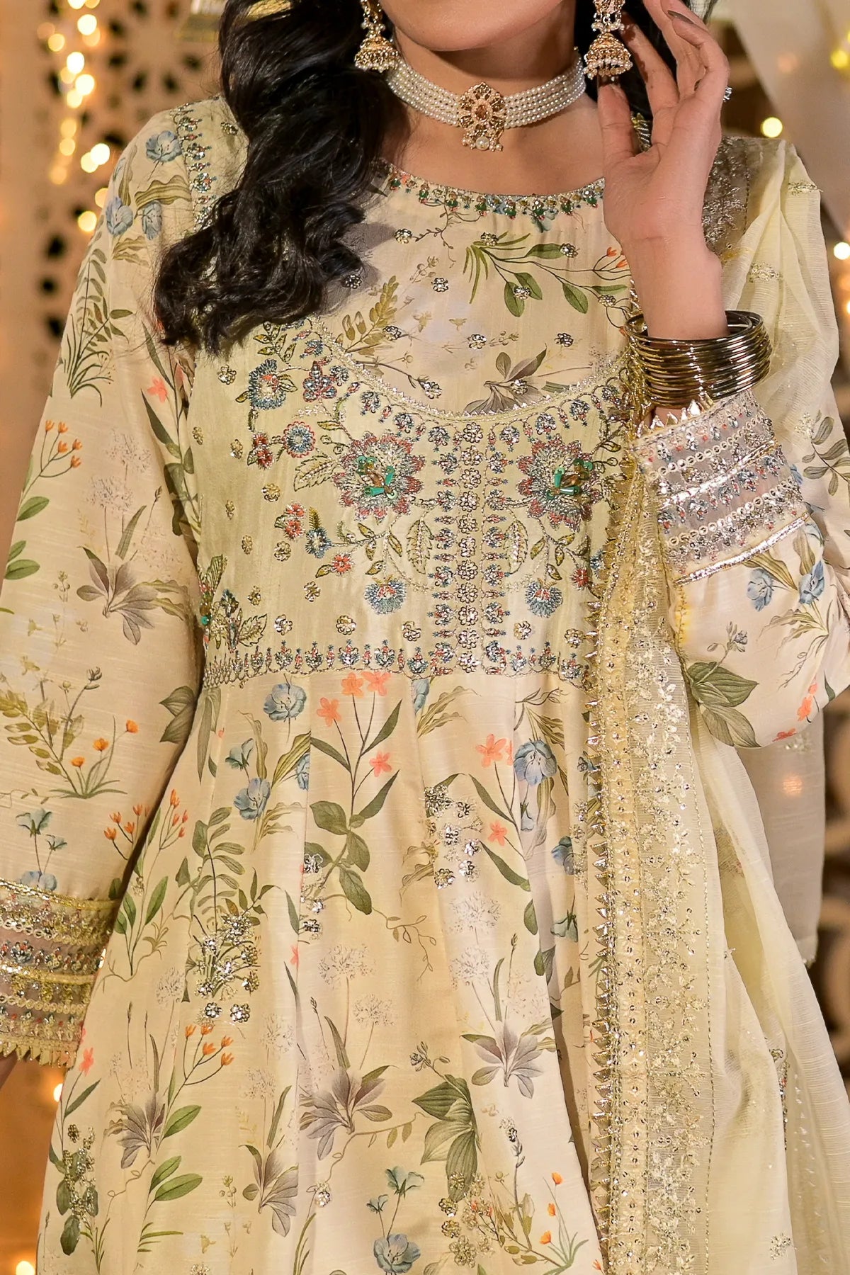 WOMEN'S-3 PIECE EMBROIDERY VISCOSE | DPV-223