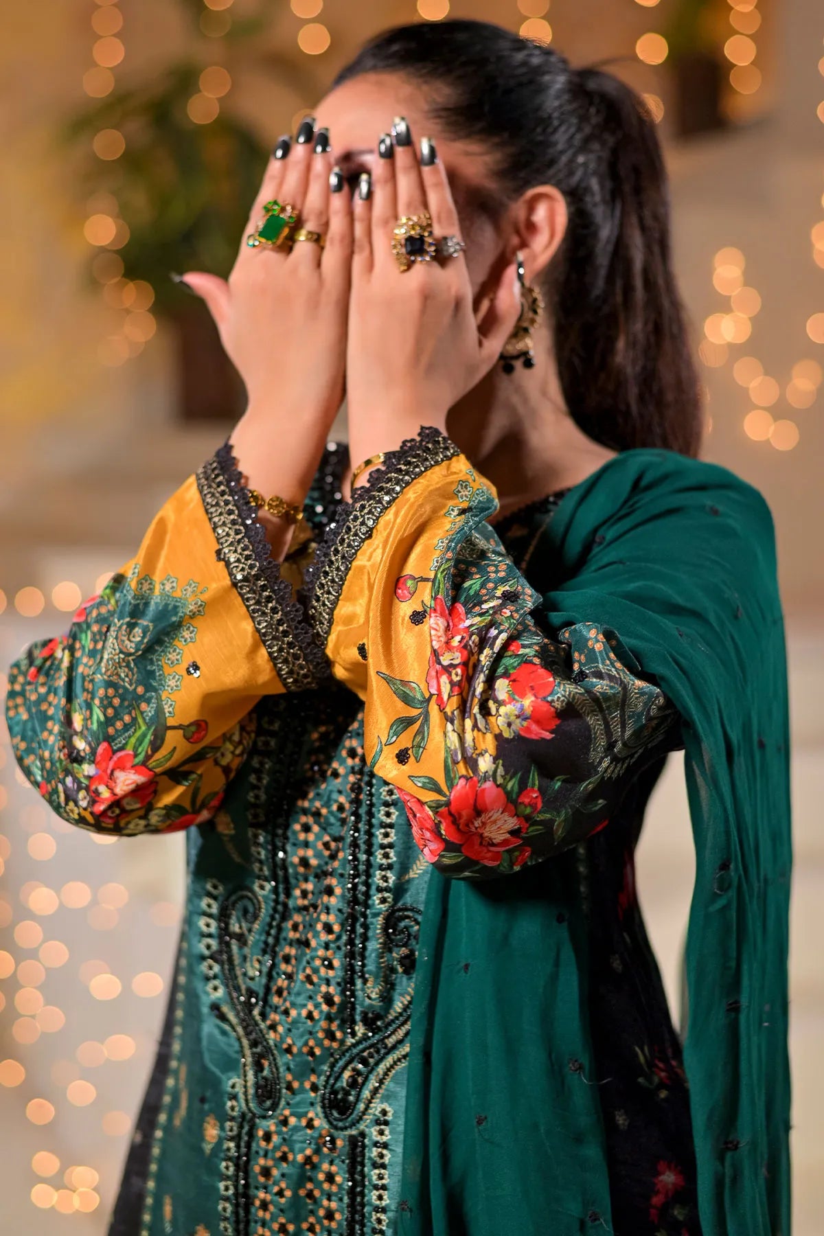 WOMEN'S-3 PIECE  PRINTED RAW SILK | DPV-234