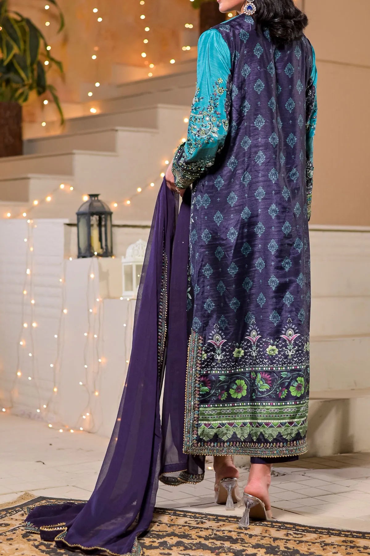 WOMEN'S-3 PIECE  PRINTED RAW SILK | DPV-236