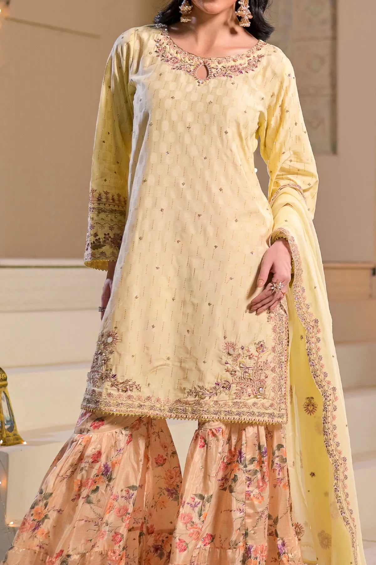 WOMEN'S-3 PIECE  PRINTED RAW SILK | DPV-240