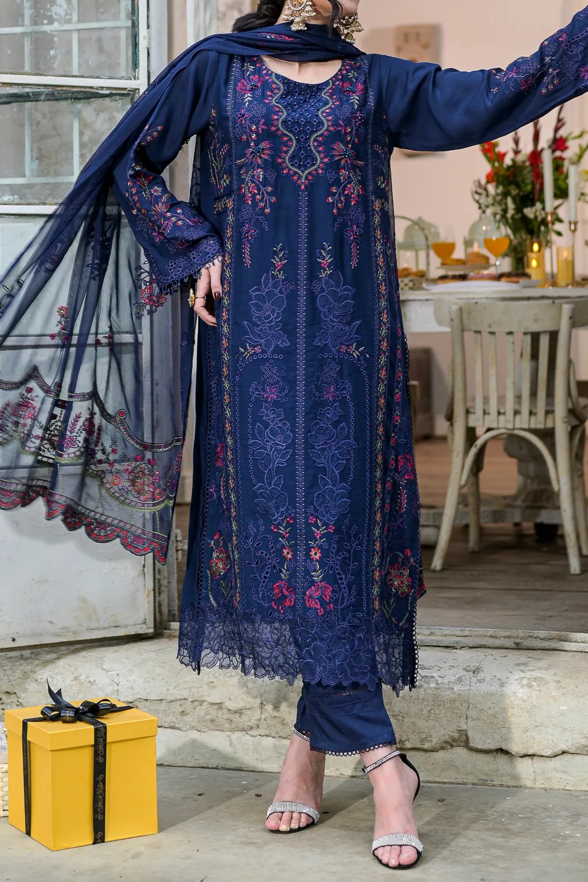 WOMEN'S-3 PIECE EMBROIDERY VISCOSE | VS-597