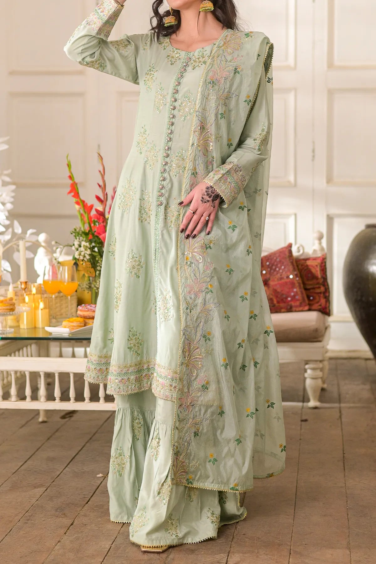 WOMEN'S-3 PIECE EMBROIDERY VISCOSE | VS-599